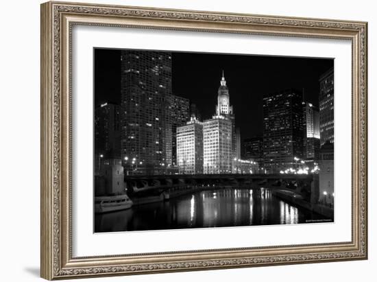 Black And White Of Chicago River-Patrick Warneka-Framed Photographic Print