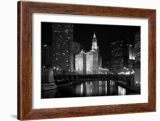 Black And White Of Chicago River-Patrick Warneka-Framed Photographic Print