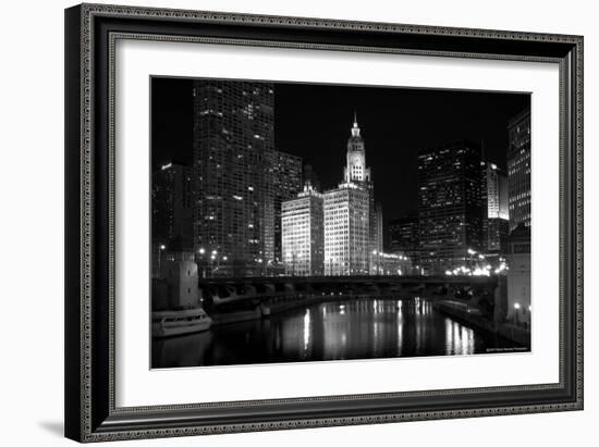 Black And White Of Chicago River-Patrick Warneka-Framed Photographic Print