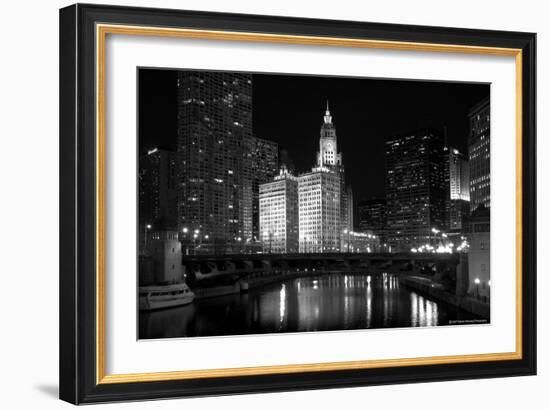 Black And White Of Chicago River-Patrick Warneka-Framed Photographic Print