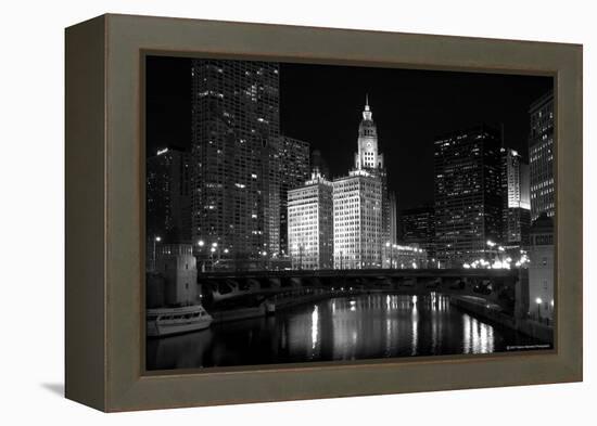 Black And White Of Chicago River-Patrick Warneka-Framed Premier Image Canvas