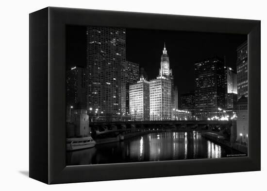 Black And White Of Chicago River-Patrick Warneka-Framed Premier Image Canvas