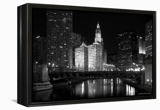 Black And White Of Chicago River-Patrick Warneka-Framed Premier Image Canvas