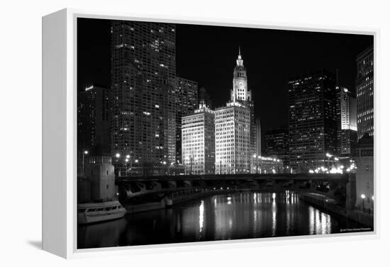 Black And White Of Chicago River-Patrick Warneka-Framed Premier Image Canvas