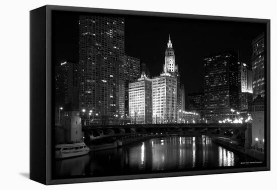 Black And White Of Chicago River-Patrick Warneka-Framed Premier Image Canvas