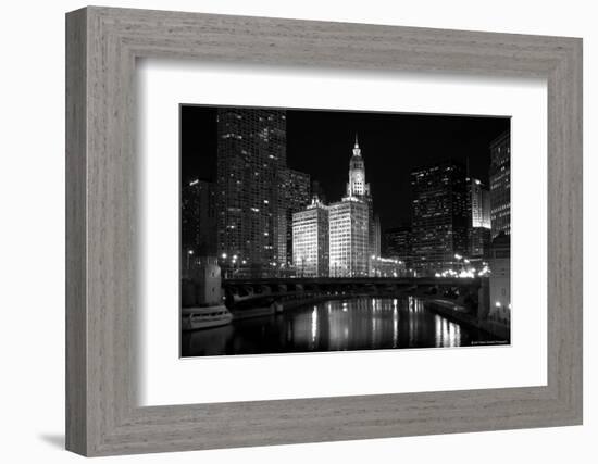 Black And White Of Chicago River-Patrick Warneka-Framed Photographic Print