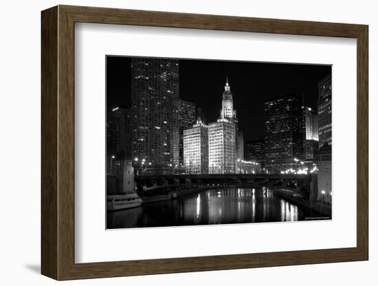 Black And White Of Chicago River-Patrick Warneka-Framed Photographic Print