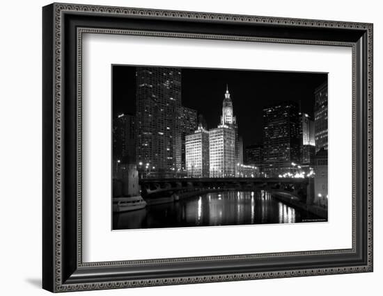 Black And White Of Chicago River-Patrick Warneka-Framed Photographic Print