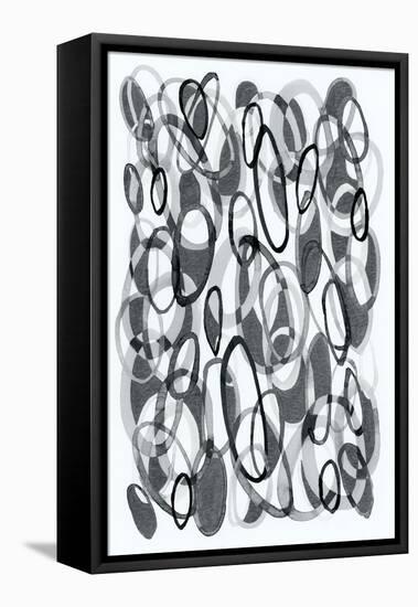 Black and White Ovals I-Nikki Galapon-Framed Stretched Canvas