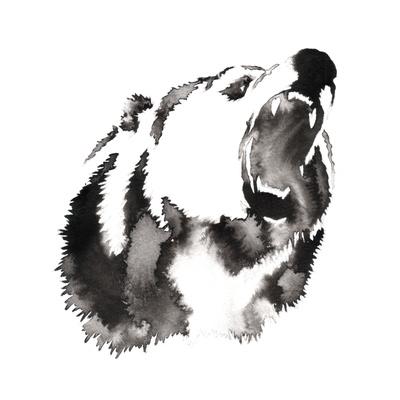 Black And White Painting With Water And Ink Draw Bear Illustration