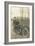 Black and White Photo of Two Men on Motorcycle-null-Framed Art Print