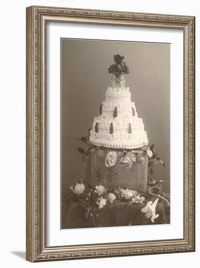 Black and White Photo of Wedding Cake-null-Framed Art Print