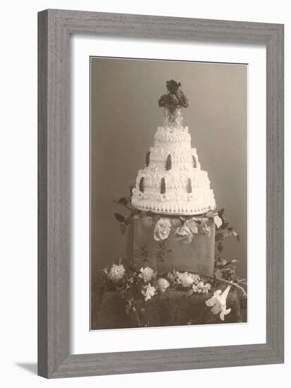 Black and White Photo of Wedding Cake-null-Framed Art Print