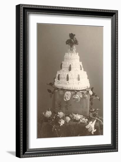 Black and White Photo of Wedding Cake-null-Framed Art Print