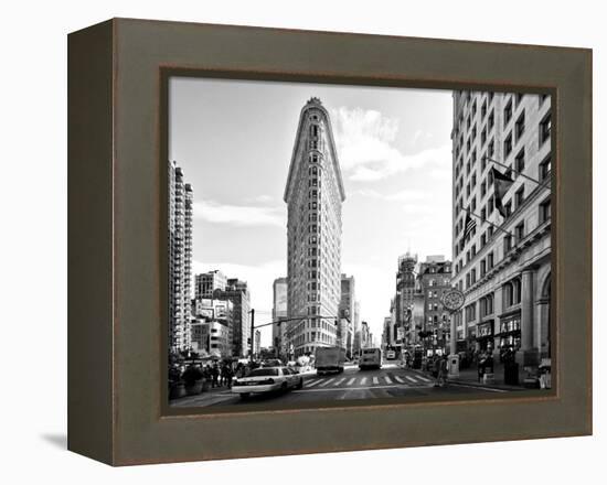 Black and White Photography Landscape of Flatiron Building and 5th Ave, Manhattan, NYC, US-Philippe Hugonnard-Framed Premier Image Canvas