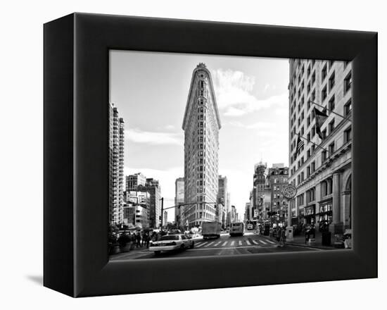 Black and White Photography Landscape of Flatiron Building and 5th Ave, Manhattan, NYC, US-Philippe Hugonnard-Framed Premier Image Canvas