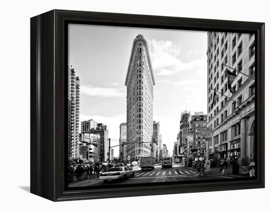 Black and White Photography Landscape of Flatiron Building and 5th Ave, Manhattan, NYC, US-Philippe Hugonnard-Framed Premier Image Canvas