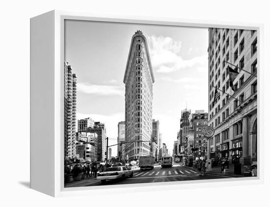 Black and White Photography Landscape of Flatiron Building and 5th Ave, Manhattan, NYC, US-Philippe Hugonnard-Framed Premier Image Canvas