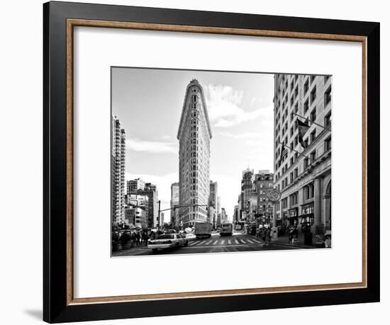 Black and White Photography Landscape of Flatiron Building and 5th Ave, Manhattan, NYC, US-Philippe Hugonnard-Framed Photographic Print