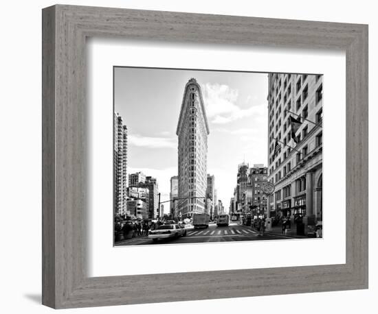 Black and White Photography Landscape of Flatiron Building and 5th Ave, Manhattan, NYC, US-Philippe Hugonnard-Framed Photographic Print