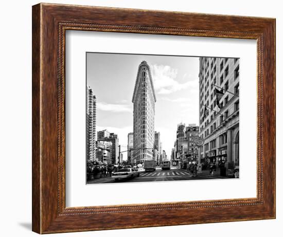 Black and White Photography Landscape of Flatiron Building and 5th Ave, Manhattan, NYC, US-Philippe Hugonnard-Framed Photographic Print