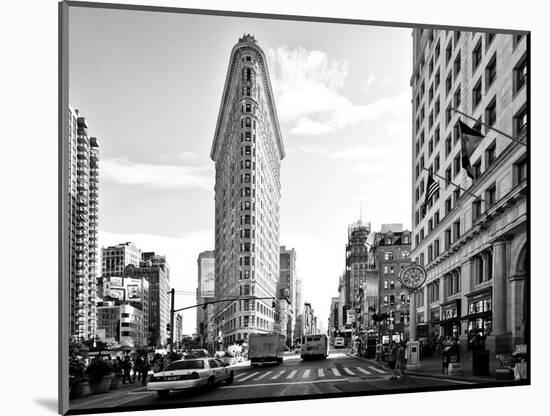 Black and White Photography Landscape of Flatiron Building and 5th Ave, Manhattan, NYC, US-Philippe Hugonnard-Mounted Photographic Print