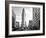 Black and White Photography Landscape of Flatiron Building and 5th Ave, Manhattan, NYC, White Frame-Philippe Hugonnard-Framed Art Print