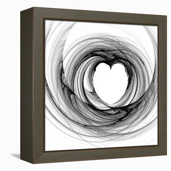 Black And White Sketch Heart-cycreation-Framed Stretched Canvas