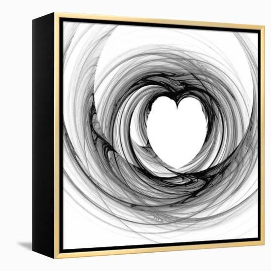 Black And White Sketch Heart-cycreation-Framed Stretched Canvas