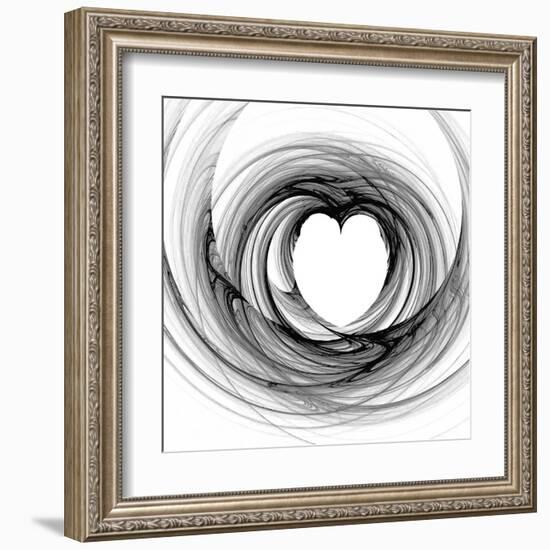 Black And White Sketch Heart-cycreation-Framed Art Print