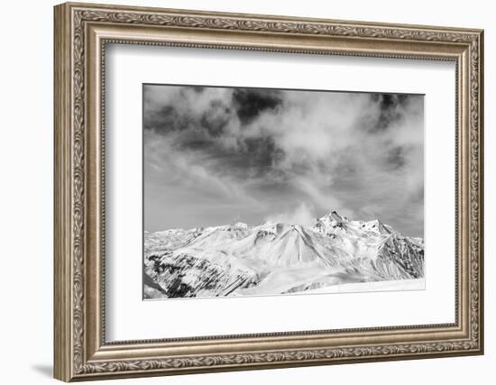 Black and White Snowy Mountains at Wind Day-BSANI-Framed Photographic Print