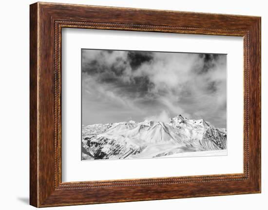 Black and White Snowy Mountains at Wind Day-BSANI-Framed Photographic Print