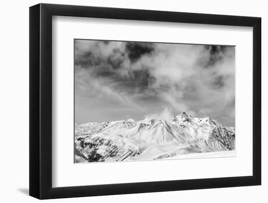 Black and White Snowy Mountains at Wind Day-BSANI-Framed Photographic Print