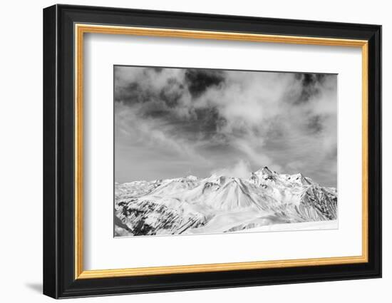 Black and White Snowy Mountains at Wind Day-BSANI-Framed Photographic Print