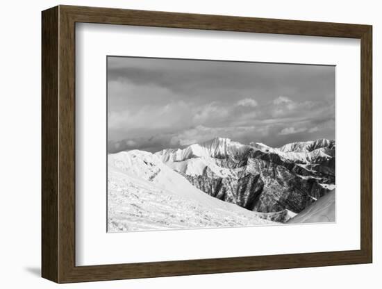 Black and White Snowy Mountains-BSANI-Framed Photographic Print