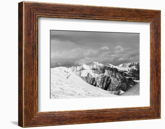 Black and White Snowy Mountains-BSANI-Framed Photographic Print