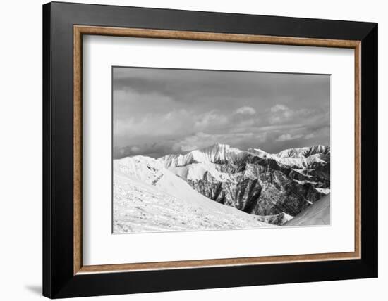 Black and White Snowy Mountains-BSANI-Framed Photographic Print