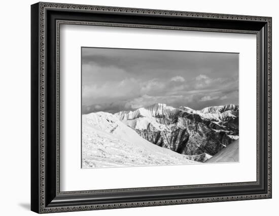 Black and White Snowy Mountains-BSANI-Framed Photographic Print