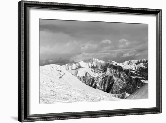 Black and White Snowy Mountains-BSANI-Framed Photographic Print