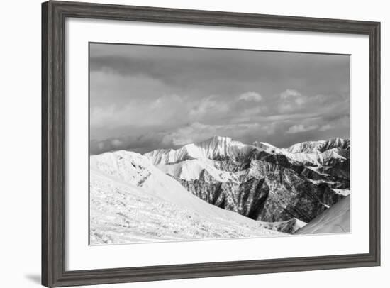 Black and White Snowy Mountains-BSANI-Framed Photographic Print