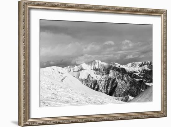 Black and White Snowy Mountains-BSANI-Framed Photographic Print