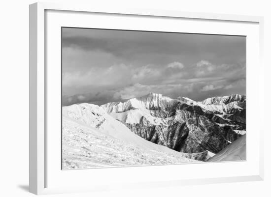 Black and White Snowy Mountains-BSANI-Framed Photographic Print