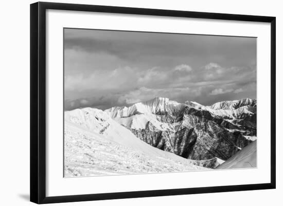 Black and White Snowy Mountains-BSANI-Framed Photographic Print