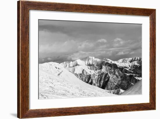 Black and White Snowy Mountains-BSANI-Framed Photographic Print