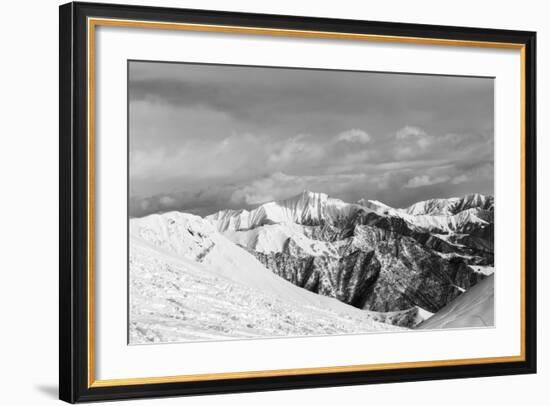 Black and White Snowy Mountains-BSANI-Framed Photographic Print