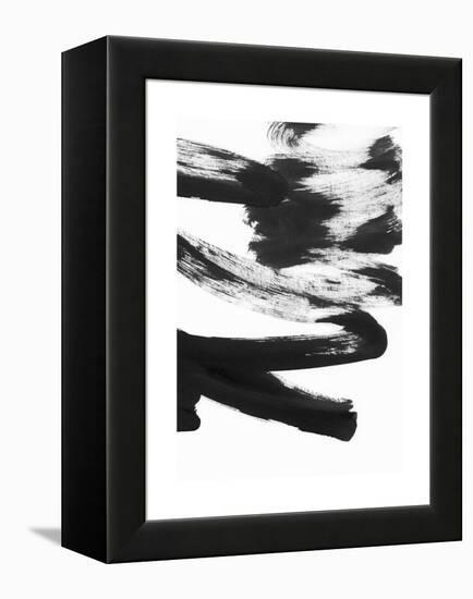 Black and White Strokes 5-Iris Lehnhardt-Framed Stretched Canvas