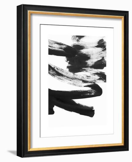 Black and White Strokes 5-Iris Lehnhardt-Framed Art Print