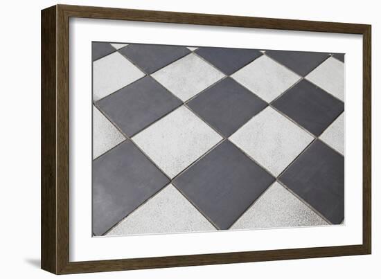 Black And White Tiled Floor-landio-Framed Art Print