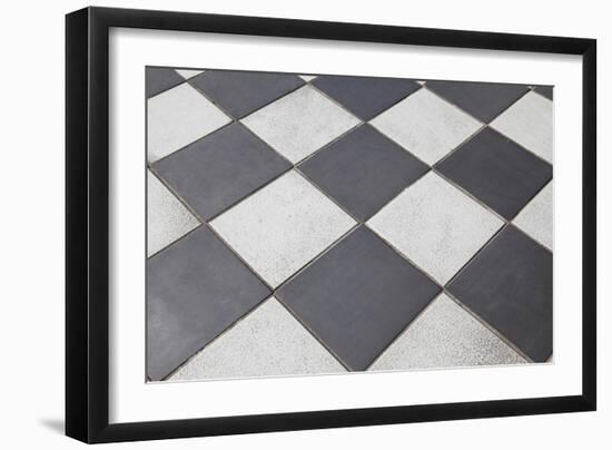 Black And White Tiled Floor-landio-Framed Art Print