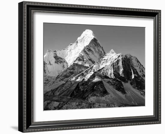 Black and White View of Ama Dablam - Way to Everest Base Camp - Nepal-Daniel Prudek-Framed Photographic Print
